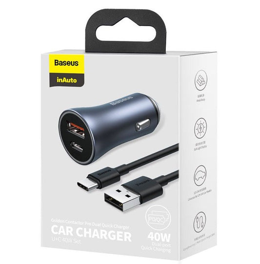Baseus Golden Contactor Pro Dual Quick Charger Car Charger U+C 40W
