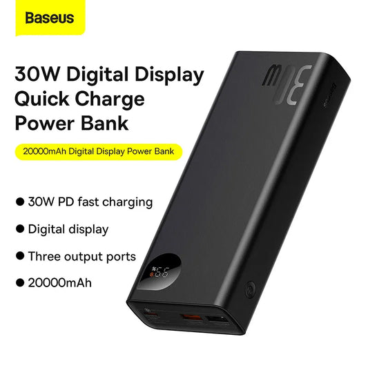 Baseus Adaman Metal Digital Display Fast charge Power Bank 20000mAh 30W 2022 Editon Tarnish