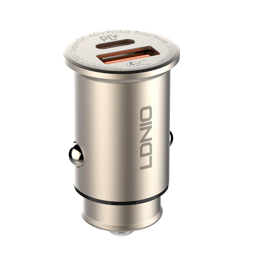LDNIO 30W Fast Car Charger with LIGHTNING CABLE