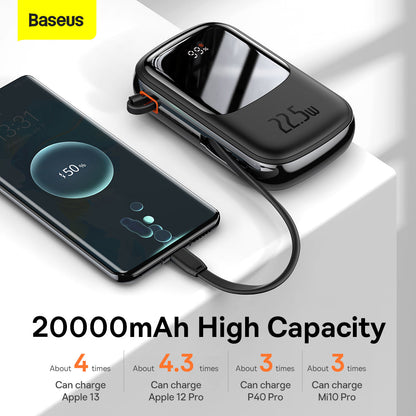 Baseus Qpow Pro Digital Display Fast Charge Power Bank 20000mAh  22.5W Type-C Edition Black